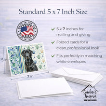 Load image into Gallery viewer, Black Labrador Retriever Coastal Sea Glass Greeting Cards Pack of 8