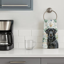 Load image into Gallery viewer, Black Labrador Retriever Coastal Sea Glass Kitchen Towel
