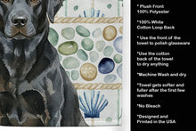 Load image into Gallery viewer, Black Labrador Retriever Coastal Sea Glass Kitchen Towel