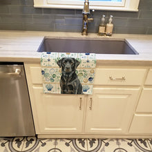 Load image into Gallery viewer, Black Labrador Retriever Coastal Sea Glass Kitchen Towel