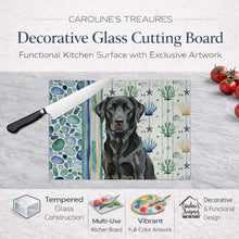 Load image into Gallery viewer, Black Labrador Retriever Coastal Sea Glass Glass Cutting Board