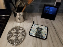 Load image into Gallery viewer, Black Labrador Retriever Coastal Sea Glass Pair of Pot Holders