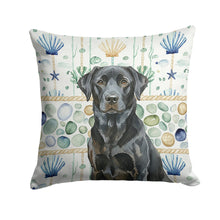 Load image into Gallery viewer, Black Labrador Retriever Coastal Sea Glass Throw Pillow
