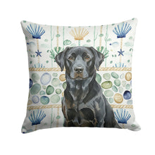 Load image into Gallery viewer, Black Labrador Retriever Coastal Sea Glass Throw Pillow