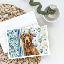 Load image into Gallery viewer, Chocolate Labrador Retriever Coastal Sea Glass Greeting Cards Pack of 8