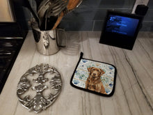 Load image into Gallery viewer, Chocolate Labrador Retriever Coastal Sea Glass Pair of Pot Holders