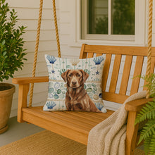 Load image into Gallery viewer, Chocolate Labrador Retriever Coastal Sea Glass Throw Pillow