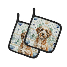 Load image into Gallery viewer, Lagotto Romagnolo Coastal Sea Glass Pair of Pot Holders