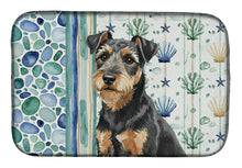 Load image into Gallery viewer, Black and Tan Lakeland Terrier Coastal Sea Glass Dish Drying Mat