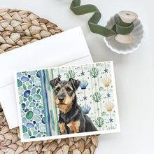 Load image into Gallery viewer, Black and Tan Lakeland Terrier Coastal Sea Glass Greeting Cards Pack of 8