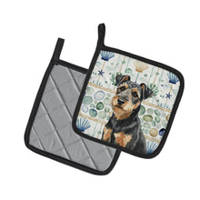 Load image into Gallery viewer, Black and Tan Lakeland Terrier Coastal Sea Glass Pair of Pot Holders