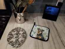 Load image into Gallery viewer, Black and Tan Lakeland Terrier Coastal Sea Glass Pair of Pot Holders