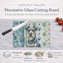 Load image into Gallery viewer, Blue Lakeland Terrier Coastal Sea Glass Glass Cutting Board