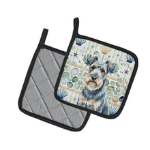 Load image into Gallery viewer, Blue Lakeland Terrier Coastal Sea Glass Pair of Pot Holders