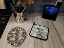 Load image into Gallery viewer, Blue Lakeland Terrier Coastal Sea Glass Pair of Pot Holders