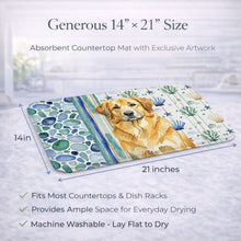 Load image into Gallery viewer, Lion Yellow Leonberger Coastal Sea Glass Dish Drying Mat