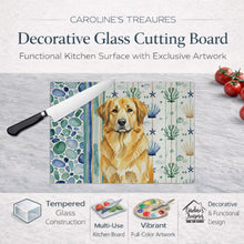 Load image into Gallery viewer, Lion Yellow Leonberger Coastal Sea Glass Glass Cutting Board