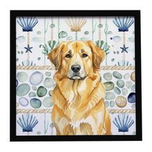 Load image into Gallery viewer, Lion Yellow Leonberger Coastal Sea Glass Framed Metal Print
