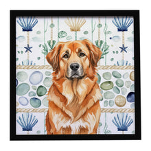 Load image into Gallery viewer, Red Leonberger Coastal Sea Glass Framed Metal Print