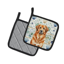 Load image into Gallery viewer, Red Leonberger Coastal Sea Glass Pair of Pot Holders
