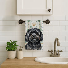 Load image into Gallery viewer, Black Lhasa Apso Coastal Sea Glass Kitchen Towel