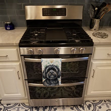 Load image into Gallery viewer, Black Lhasa Apso Coastal Sea Glass Kitchen Towel