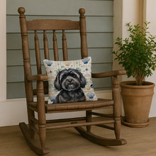 Load image into Gallery viewer, Black Lhasa Apso Coastal Sea Glass Throw Pillow