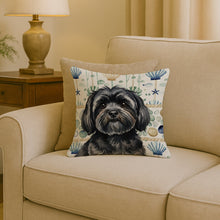 Load image into Gallery viewer, Black Lhasa Apso Coastal Sea Glass Throw Pillow