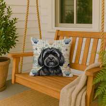 Load image into Gallery viewer, Black Lhasa Apso Coastal Sea Glass Throw Pillow