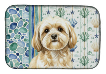 Load image into Gallery viewer, Cream Lhasa Apso Coastal Sea Glass Dish Drying Mat