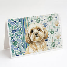 Load image into Gallery viewer, Cream Lhasa Apso Coastal Sea Glass Greeting Cards Pack of 8
