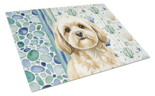 Load image into Gallery viewer, Cream Lhasa Apso Coastal Sea Glass Glass Cutting Board