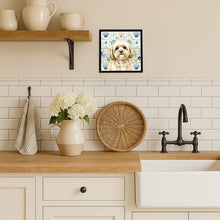 Load image into Gallery viewer, Cream Lhasa Apso Coastal Sea Glass Framed Metal Print