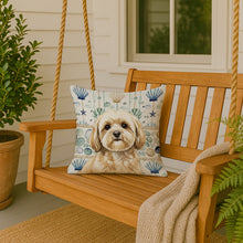 Load image into Gallery viewer, Cream Lhasa Apso Coastal Sea Glass Throw Pillow