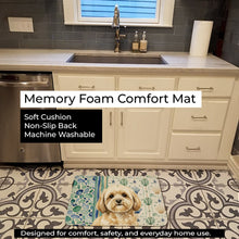 Load image into Gallery viewer, Cream Lhasa Apso Coastal Sea Glass Memory Foam Kitchen Mat