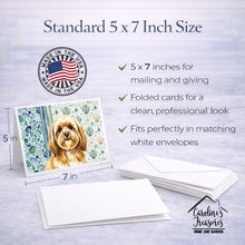 Load image into Gallery viewer, Gold Lhasa Apso Coastal Sea Glass Greeting Cards Pack of 8