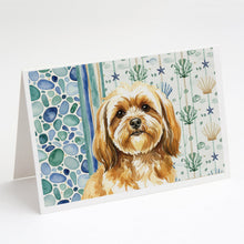 Load image into Gallery viewer, Gold Lhasa Apso Coastal Sea Glass Greeting Cards Pack of 8