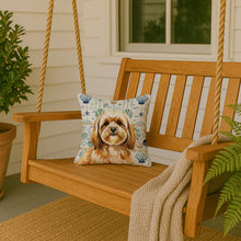 Load image into Gallery viewer, Gold Lhasa Apso Coastal Sea Glass Throw Pillow