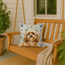 Load image into Gallery viewer, Gold Lhasa Apso Coastal Sea Glass Throw Pillow