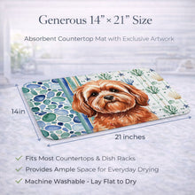 Load image into Gallery viewer, Red Lhasa Apso Coastal Sea Glass Dish Drying Mat
