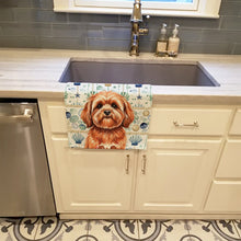 Load image into Gallery viewer, Red Lhasa Apso Coastal Sea Glass Kitchen Towel