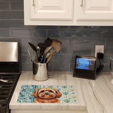 Load image into Gallery viewer, Red Lhasa Apso Coastal Sea Glass Glass Cutting Board