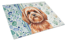 Load image into Gallery viewer, Red Lhasa Apso Coastal Sea Glass Glass Cutting Board