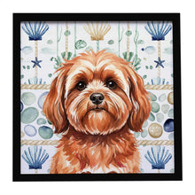 Load image into Gallery viewer, Red Lhasa Apso Coastal Sea Glass Framed Metal Print