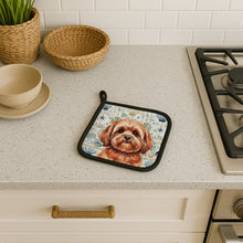 Load image into Gallery viewer, Red Lhasa Apso Coastal Sea Glass Pair of Pot Holders