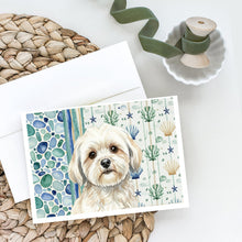 Load image into Gallery viewer, White Lhasa Apso Coastal Sea Glass Greeting Cards Pack of 8