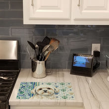 Load image into Gallery viewer, White Lhasa Apso Coastal Sea Glass Glass Cutting Board