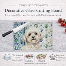 Load image into Gallery viewer, White Lhasa Apso Coastal Sea Glass Glass Cutting Board