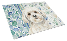 Load image into Gallery viewer, White Lhasa Apso Coastal Sea Glass Glass Cutting Board
