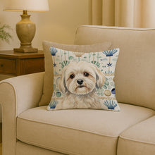 Load image into Gallery viewer, White Lhasa Apso Coastal Sea Glass Throw Pillow